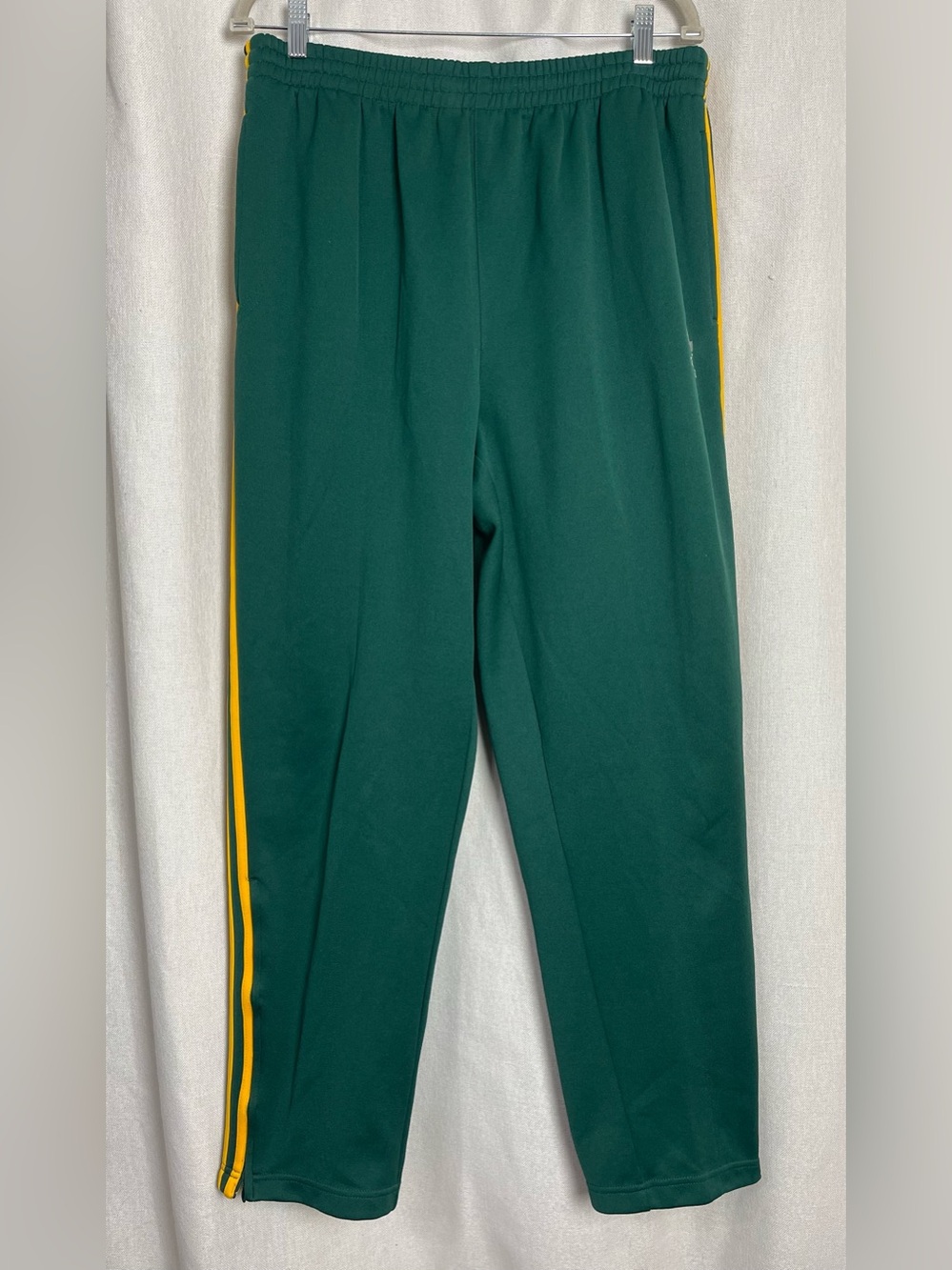 adidas Originals Green/Yellow 3-Stripe Track Pants Mens XL Pockets Drawstring